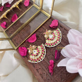 Vriksham Dual Peacock Chandbali Style Earring-Red White-G18226